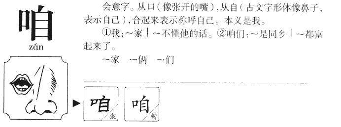 咱的多音字组词和拼音