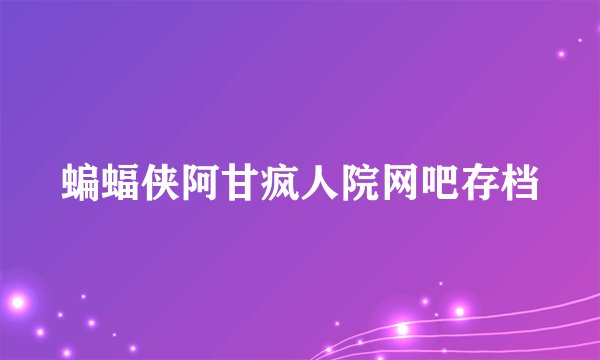 蝙蝠侠阿甘疯人院网吧存档