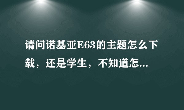 请问诺基亚E63的主题怎么下载，还是学生，不知道怎么弄？请求帮助，