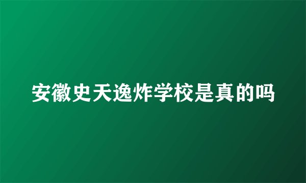 安徽史天逸炸学校是真的吗