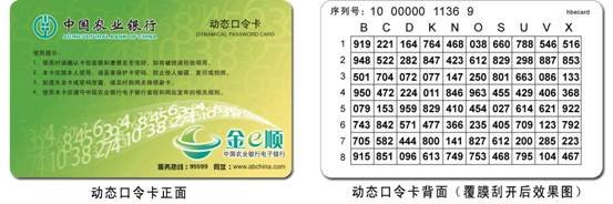 农行的网银动态密码卡怎么用？
