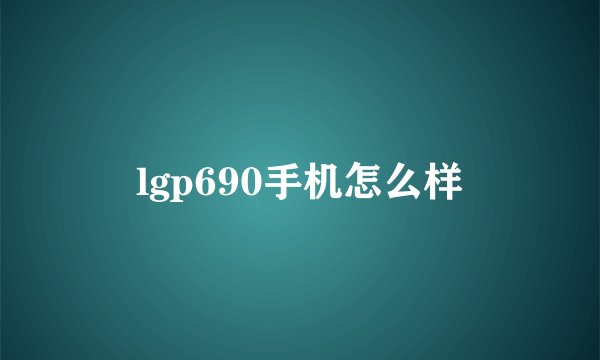lgp690手机怎么样