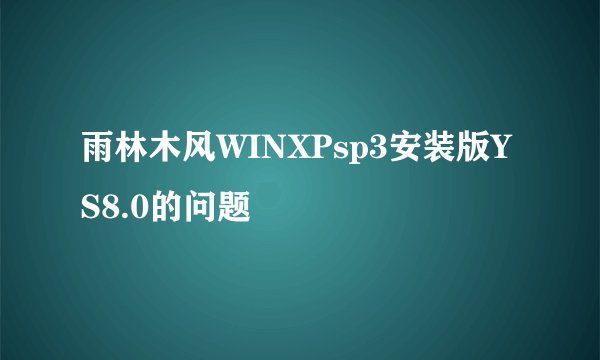 雨林木风WINXPsp3安装版YS8.0的问题