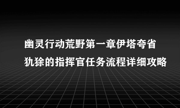 幽灵行动荒野第一章伊塔夸省犰狳的指挥官任务流程详细攻略