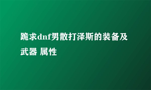 跪求dnf男散打泽斯的装备及武器 属性