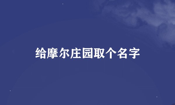 给摩尔庄园取个名字