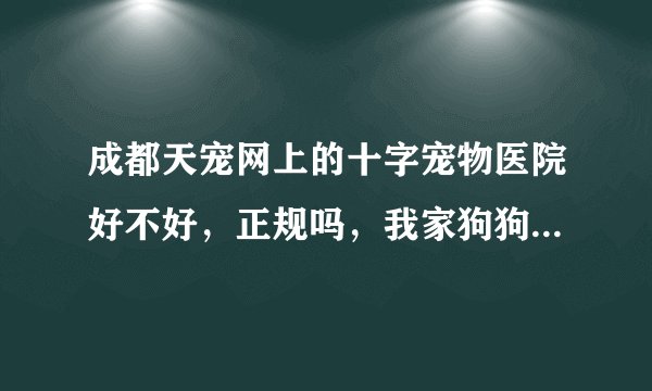 成都天宠网上的十字宠物医院好不好，正规吗，我家狗狗可能要动手术