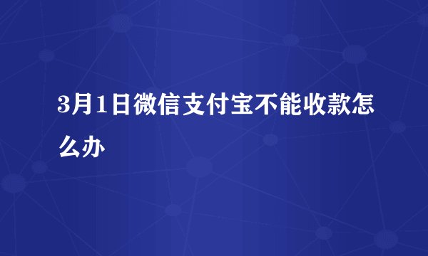 3月1日微信支付宝不能收款怎么办