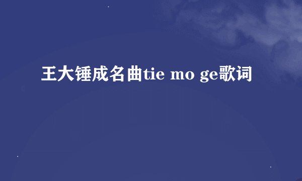 王大锤成名曲tie mo ge歌词