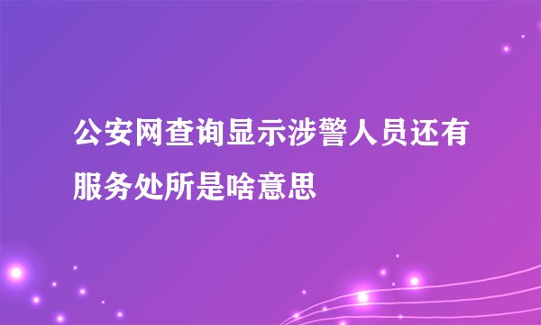 公安网查询显示涉警人员还有服务处所是啥意思