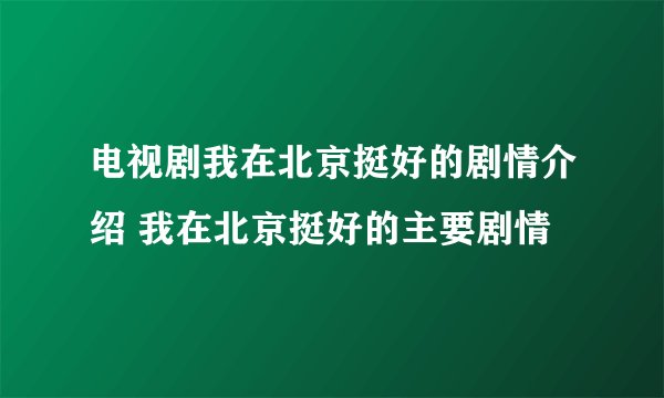 电视剧我在北京挺好的剧情介绍 我在北京挺好的主要剧情