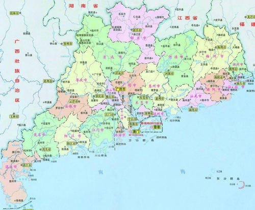 广东的粤东南西北分别是那些城市?