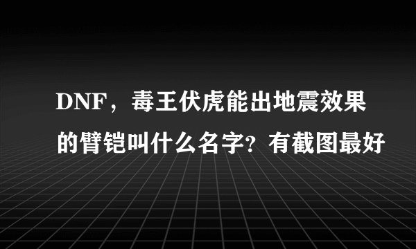 DNF，毒王伏虎能出地震效果的臂铠叫什么名字？有截图最好