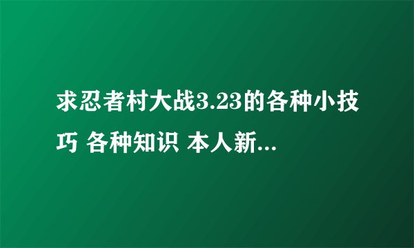 求忍者村大战3.23的各种小技巧 各种知识 本人新手 求大神指教。。