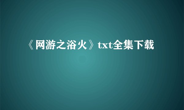 《网游之浴火》txt全集下载