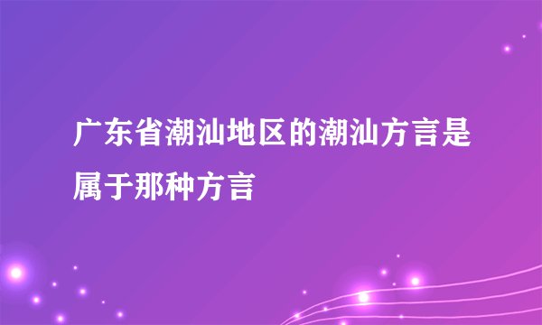 广东省潮汕地区的潮汕方言是属于那种方言