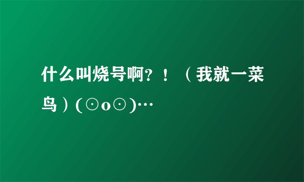 什么叫烧号啊？！（我就一菜鸟）(⊙o⊙)…