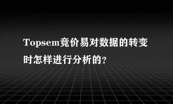Topsem竞价易对数据的转变时怎样进行分析的？