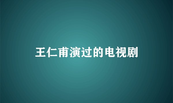 王仁甫演过的电视剧