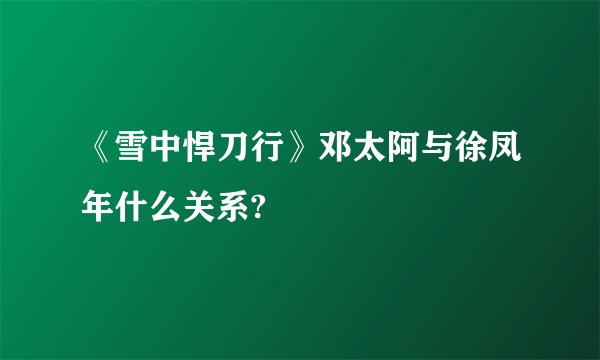 《雪中悍刀行》邓太阿与徐凤年什么关系?