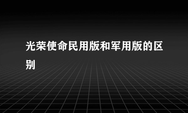 光荣使命民用版和军用版的区别
