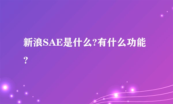 新浪SAE是什么?有什么功能？