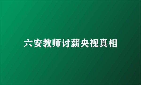 六安教师讨薪央视真相