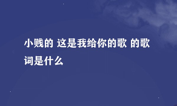 小贱的 这是我给你的歌 的歌词是什么