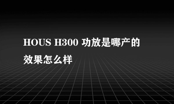 HOUS H300 功放是哪产的 效果怎么样
