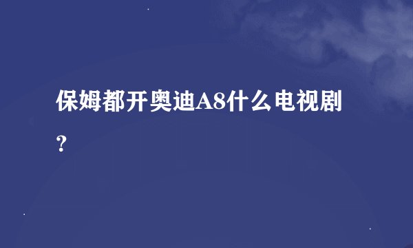 保姆都开奥迪A8什么电视剧？