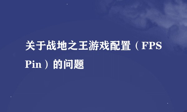 关于战地之王游戏配置（FPS Pin）的问题