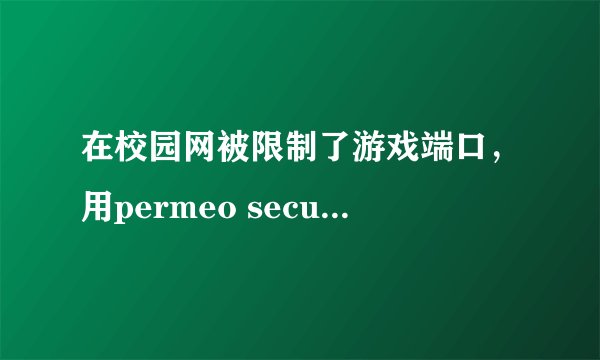 在校园网被限制了游戏端口，用permeo security driver这个软件能玩什么网游？而且是在网速比较慢的情况下