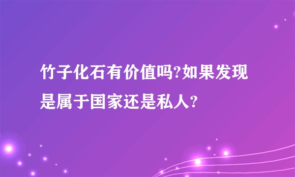 竹子化石有价值吗?如果发现是属于国家还是私人?
