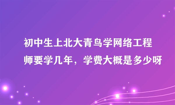 初中生上北大青鸟学网络工程师要学几年，学费大概是多少呀