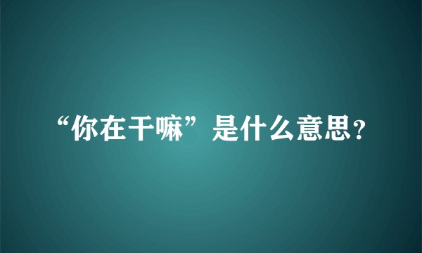 “你在干嘛”是什么意思？