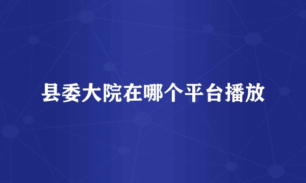 县委大院在哪个平台播放