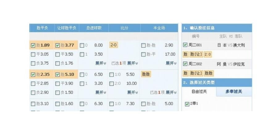 胜负彩混合2串1奖金怎么算的？