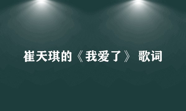 崔天琪的《我爱了》 歌词