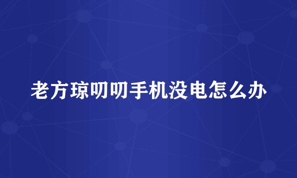老方琼叨叨手机没电怎么办