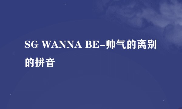 SG WANNA BE-帅气的离别的拼音