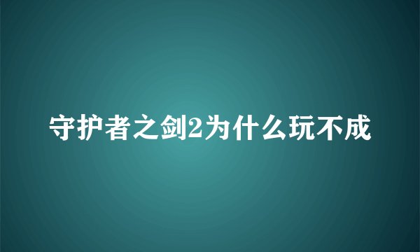 守护者之剑2为什么玩不成