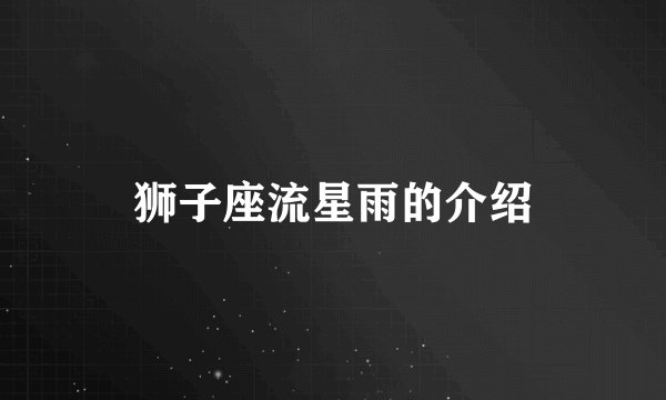 狮子座流星雨的介绍