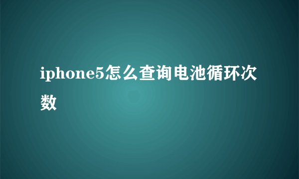 iphone5怎么查询电池循环次数