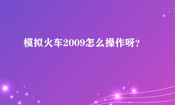 模拟火车2009怎么操作呀？