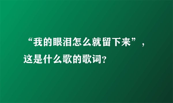 “我的眼泪怎么就留下来”，这是什么歌的歌词？