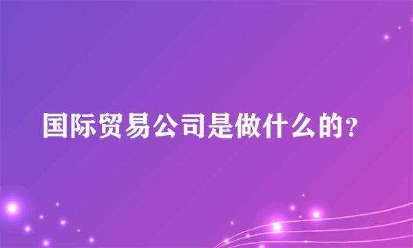 国际贸易公司是做什么的？