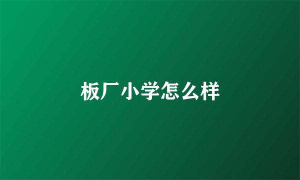 板厂小学怎么样