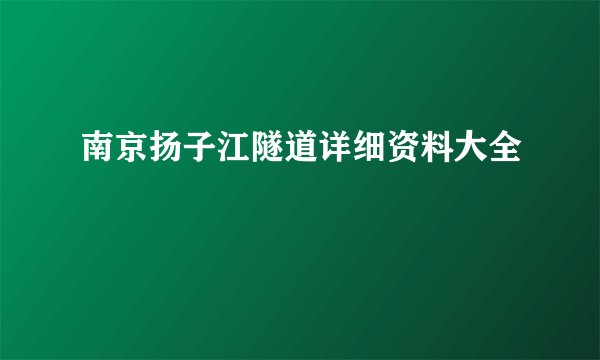 南京扬子江隧道详细资料大全