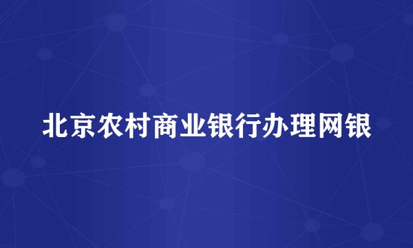 北京农村商业银行办理网银