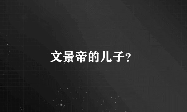 文景帝的儿子？